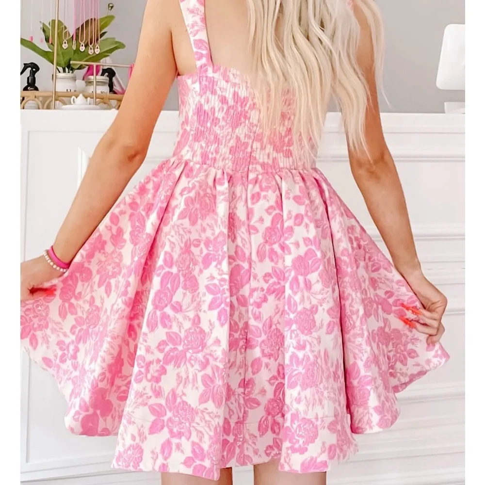 Windsor Floral Pink Mini Corset Sparkle Dress - Size XS - Picture 2 of 3